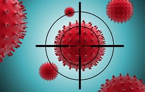 crosshairs targeting a virus among several viruses